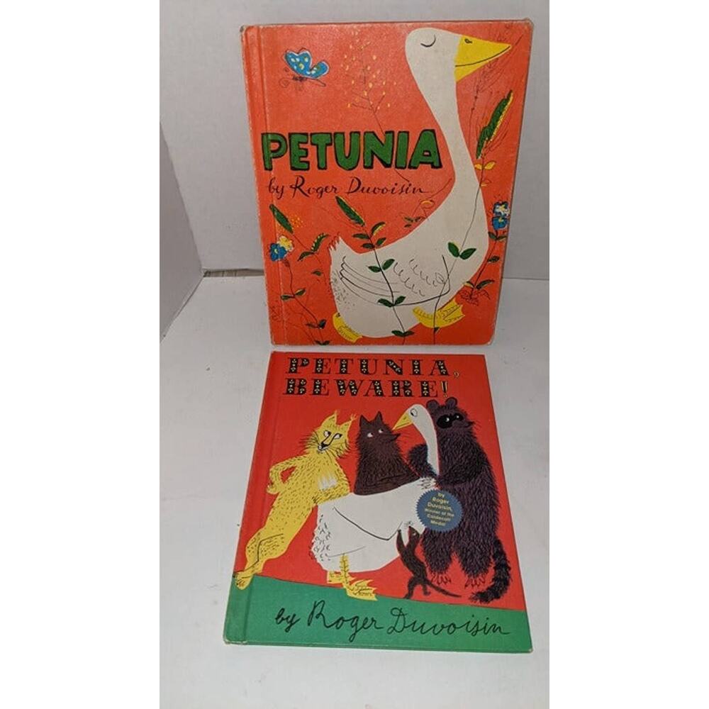 2 Vintage Children's Books 1950 Petunia 1958 Petunia Beware! Roger Duvoisin